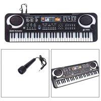 NESTLUNE 61 Keys Full Size Digital Electronic Keyboard with Microphone in Black | Size: 0.5m x 1m