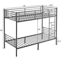 NESTLUNE Metal Bunk Bed 3FT Single Bed Rail with Ladder in Black