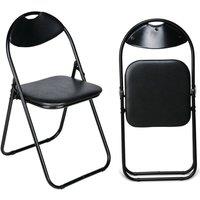 EONLION 1 X Folding Chairs Padded Faux Leather in Black | Size: 100 cm