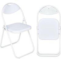 EONLION 1 X Folding Chairs Padded Faux Leather in White | Size: 100 cm