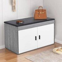 EONLION Shoe Storage Bench Seat Hallway Shoes Cabinet in White | Size: 100 cm