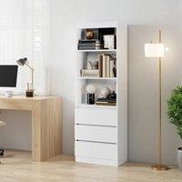 EONLION 180cm Tall Bookcase Shelving Drawers in White | Size: 100 cm