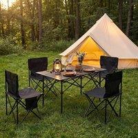 EONLION Folding Camping Table & Chairs Set Portable in Black | Size: King