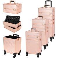 EONLION Makeup Beauty Cosmetic Case Trolley Box in Pink | Size: 100g