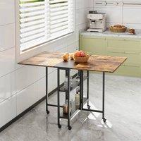 EONLION Dining Table Folding Rolling Drop Leaf in Brown | Size: 100 cm