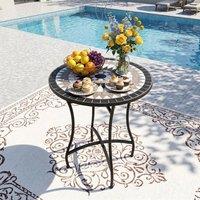 EONLION 24 Mosaic Side Table Round Coffee in Black | Size: 100 cm