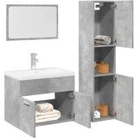 Berkfield Home 3 Piece Bathroom Furniture Set Concrete Grey Engineered Wood