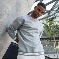 Build Your Brand Men's College Crew Neck Sweat in Pale Grey | Size: XL