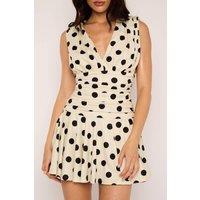 Jaded Rose Women's Guilina Black & White Polka Dot Plunge Mini Dress in Cream | Size: 10