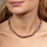 Gold Trip Women's Spring Rose Glass Beaded Necklace in Mauve