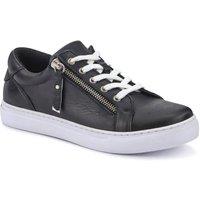 Jones Bootmaker Women's Padova2 Leather Lace-Up Trainers in Black | Size: 7