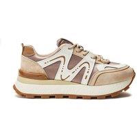 Moda In Pelle Women's 'Beenie' Alcantara Chunky Trainers in Taupe | Size: 5