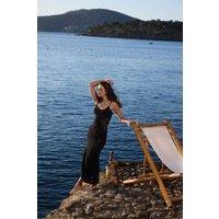 WOVCOR Women's Fisherman Neck Sleeveless Bodycon Maxi Beach Dress in Black | Size: Large
