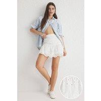 WOVCOR Women's High Waist Broderie Anglaise Mini Skort in White | Size: 6