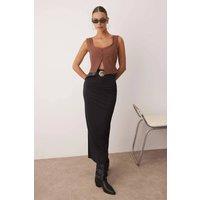 WOVCOR Women's Square Neck Strappy Fitted Crop Blouse in Brown | Size: 10