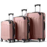 Kelvenix Women's 3PCS Hard Shell ABS Cabin Suitcases Luggage Set in Pink | Size: 0.6m2