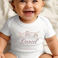 Aye Do Gifts Personalised Rainbow Bunting Baby Outfit - Vest in White | Size: 6-12 m
