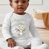 Aye Do Gifts Personalised Little Dinosaur Baby Outfit - Baby Grow in White | Size: 0-3 m
