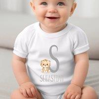 Aye Do Gifts Personalised Little Tiger Name Baby Outfit - Vest in White | Size: Newborn
