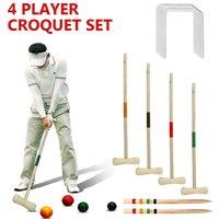 SPETLEK NEW 4 PLAYER CROQUET SET WOODEN MALLET KIDS SUMMER FUN | Size: 0-12 m
