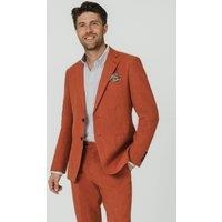 Dobell Men's Burnt Orange Pure Linen 2 Piece Suit | Size: 44R