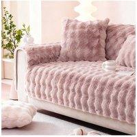 Living and Home Sleek Textured Plush Sofa Cover in Pink | Size: Medium