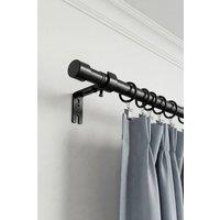 Living and Home Glossy Black Metal Telescopic Curtain Rod with Brackets | Size: 120 cm - 210 cm