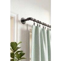 Living and Home Glossy Black Metal Telescopic Curtain Rod with Brackets | Size: 120 cm - 210 cm