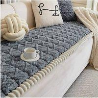 Living and Home Soft & Non-slip Plush Sofa Cover in Grey | Size: Medium