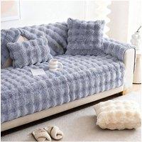 Living and Home Sleek Textured Plush Sofa Cover in Light Grey | Size: Small