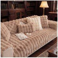 Living and Home Sleek Textured Plush Sofa Cover in Brown | Size: Medium