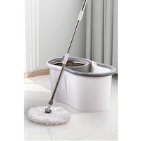 Living and Home 360 Rotating Hands-free Wringing Cleaning Mop Bucket Set Self-Cleaning Push-to-Spin Mop with 2 Mop Heads Efficient Dehydration
