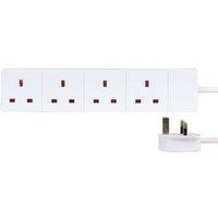 Pro Elec Short 4 Gang Mains Extension Lead, 0.5m, White