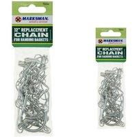 BARGAINS-GALORE 2 Packs Of 12" Hanging Chain Hooks Replacement Chains Hang Baskets DIY in Metallic Silver
