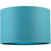 Happy Homewares Designer Coastal Waters Teal Textured Linen Fabric Circular Lamp Shade in Turquoise | Size: 12 inches