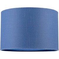 Happy Homewares Designer English Manor Blue Textured Linen Fabric Circular Lamp Shade in Dark Blue | Size: 12 inches