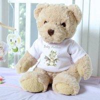 Aye Do Gifts Personalised Luxury Teddy Bear with Little Dinosaur T-Shirt in Beige