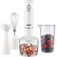 Geepas 4-in-1 Hand Blender 200W with Chopper Bowl & Whisk - Multifunction Kitchen Blender in White
