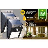 Quipulse Pack of 2 Motion-Activated Solar Security Lights in Black