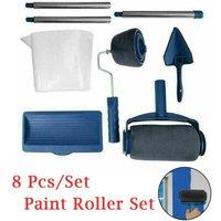 VOGREX 8Pcs Brush Set Room Painting Wall Handle in Blue