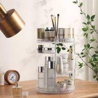 VOGREX Rotating Makeup Organiser Brush Holder Storage Box Vanity Storage in White