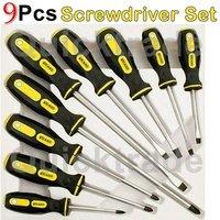 NESTLUNE 9PC Magnetic Screwdriver Set Philips Slotted Hand Tools in Black | Size: 10000mm x 520mm