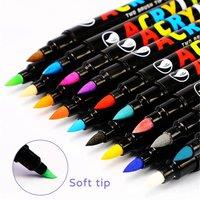 NESTLUNE 24 Colors Brush Tip Acrylic Paint Pens Waterproof Rock | Size: 100 cm x 100 cm