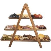 NESTLUNE 3-Tier Wooden Serving Tray Kitchen Countertop in Brown | Size: 100 cm x 100 cm