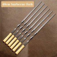 SPETLEK BBQ Skewers Wooden Handle Steel Grill 12X in Silver | Size: 0.6m2