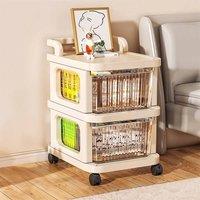 SPETLEK 2 Tier Drawer Storage Trolley Cart in Beige | Size: Large