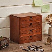 SPETLEK Desktop Office Wooden 4 Drawer Storage in Brown | Size: Large