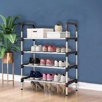 SPETLEK 4 Tier Narrow Shoe Storage Rack in Black | Size: Large