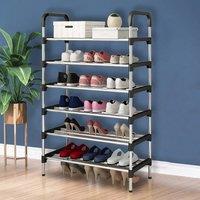 SPETLEK 6 Tier Narrow Shoe Storage Rack in Black | Size: Large