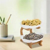 SPETLEK 2 Tier Fruit Bowl Fruit Basket Stand in Brown | Size: 0.6m2
